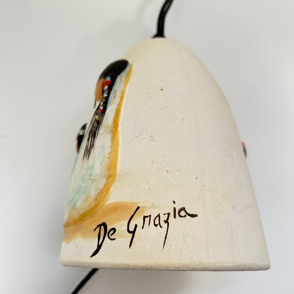 De Grazia Clay Pottery Wind Chime / Bell Indian Woman And Child & Papoose 3D - Picture 10 of 13